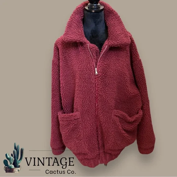 I.AM.GIA | Pixie Pile Fleece Teddy Coat- Brick Red/Burgundy EXCELLENT CONDITION - Picture 4 of 8